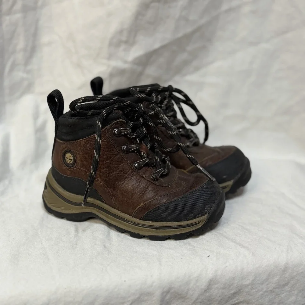 Timberland Boys Back Road 22813 Brown Black Hiking Boots Ankle Lace Up 7 Toddler